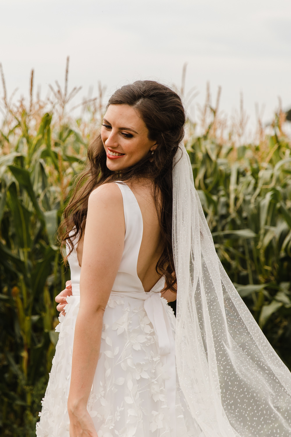 Dress Gown Bride Bridal Veil Rainbow Wedding Ideas Michelle Huggleston Photography