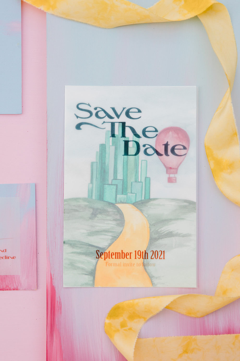 Stationery Invite Invitations Pastel Rainbow Wedding Ideas Michelle Huggleston Photography