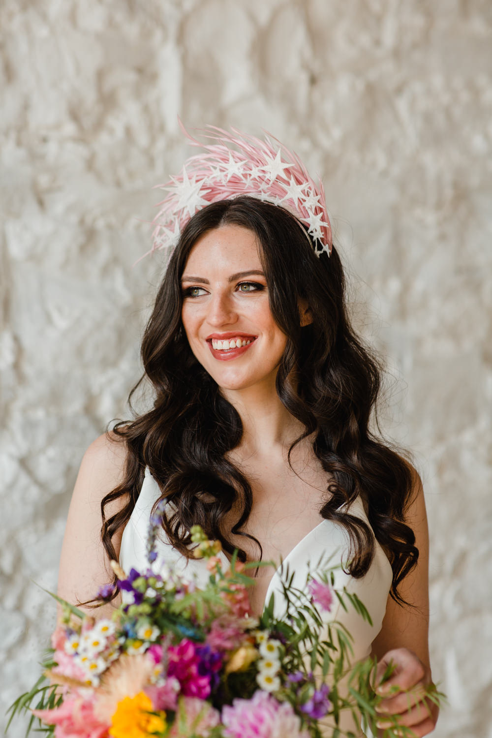 Bride Bridal Hairpiece Accessory Star Rainbow Wedding Ideas Michelle Huggleston Photography