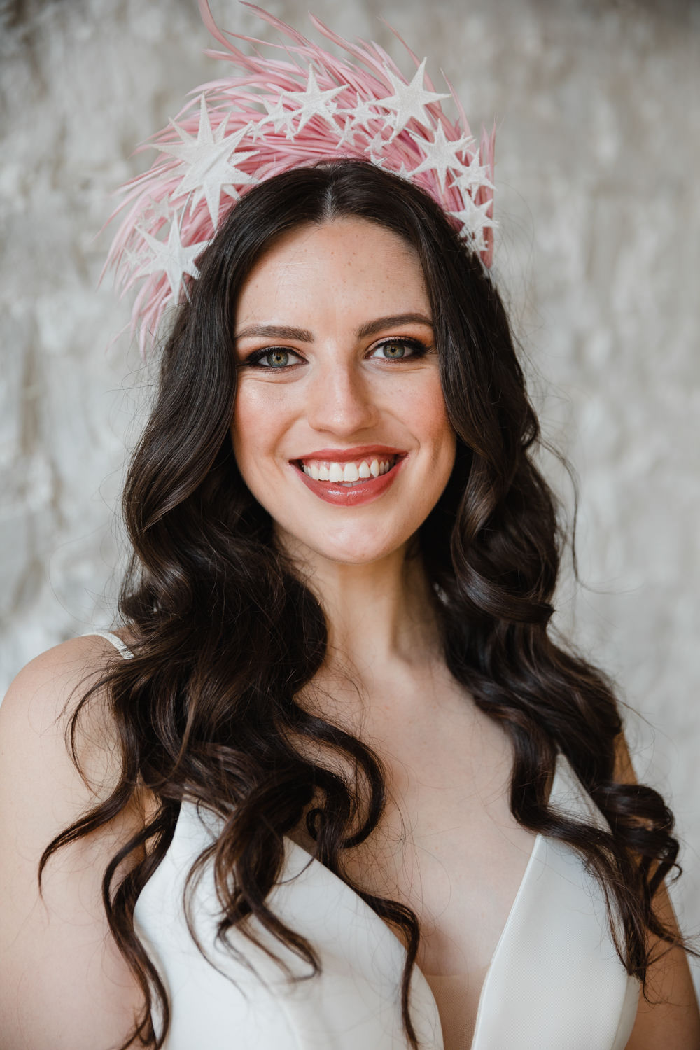 Bride Bridal Hair Waves Headdress Stars Rainbow Wedding Ideas Michelle Huggleston Photography
