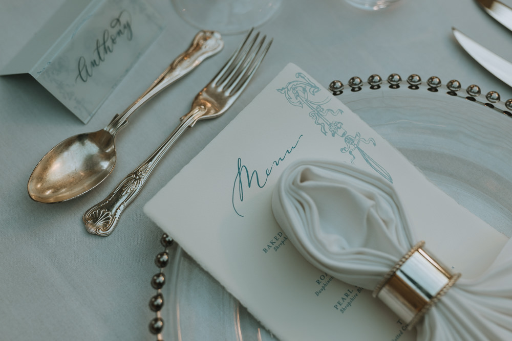 Place Setting Napkin Menu September 2020 Wedding James Merrick Photography