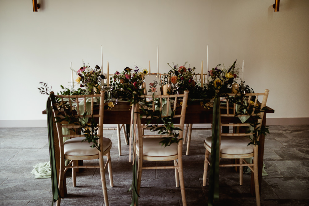 Table Tablescape Decor Decorations Flowers Floral Candles Sheffield Manor Lodge Wedding Fly On The Wall Photography