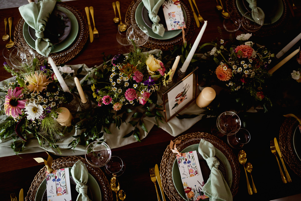 Table Tablescape Decor Decorations Flowers Floral Candles Sheffield Manor Lodge Wedding Fly On The Wall Photography