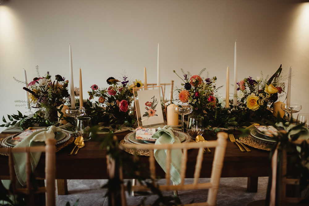 Table Tablescape Decor Decorations Flowers Floral Candles Sheffield Manor Lodge Wedding Fly On The Wall Photography