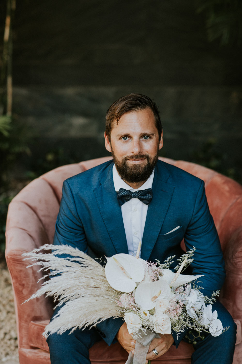 Groom Suit Navy Bow Tie Stylish Pink Wedding Ideas Luke Fotoliv