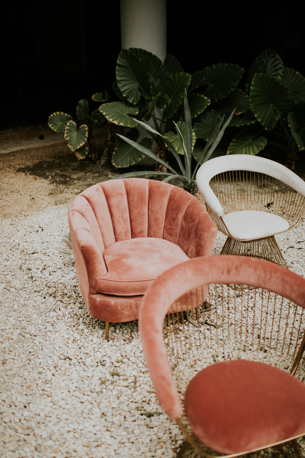 Ceremony Velvet Chairs Flower Arch Installation Stylish Pink Wedding Ideas Luke Fotoliv