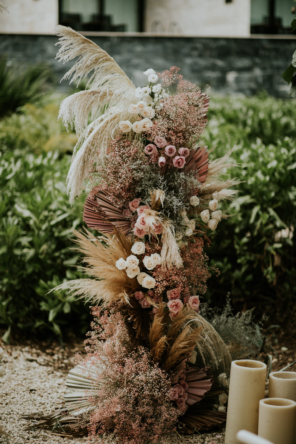 Flower Arrangement Pampas Grass Flamingo Stylish Pink Wedding Ideas Luke Fotoliv