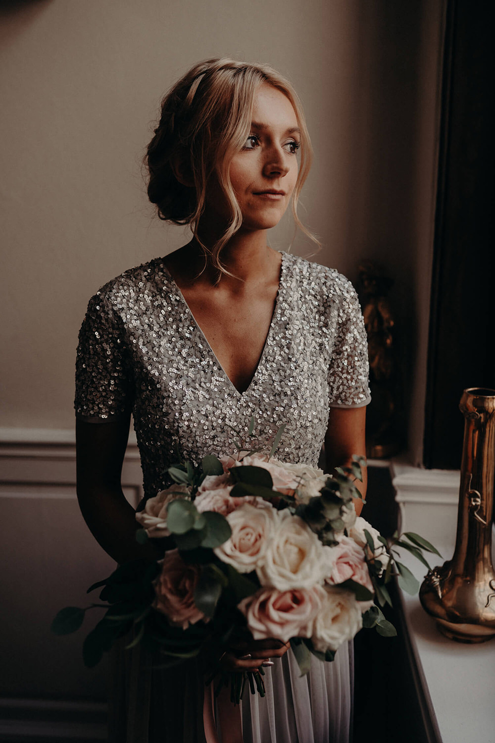 Thirty Guest Wedding Fox and Beau Photography Bridesmaids Bridesmaid Dress Dresses Sequin Rose Bouquet