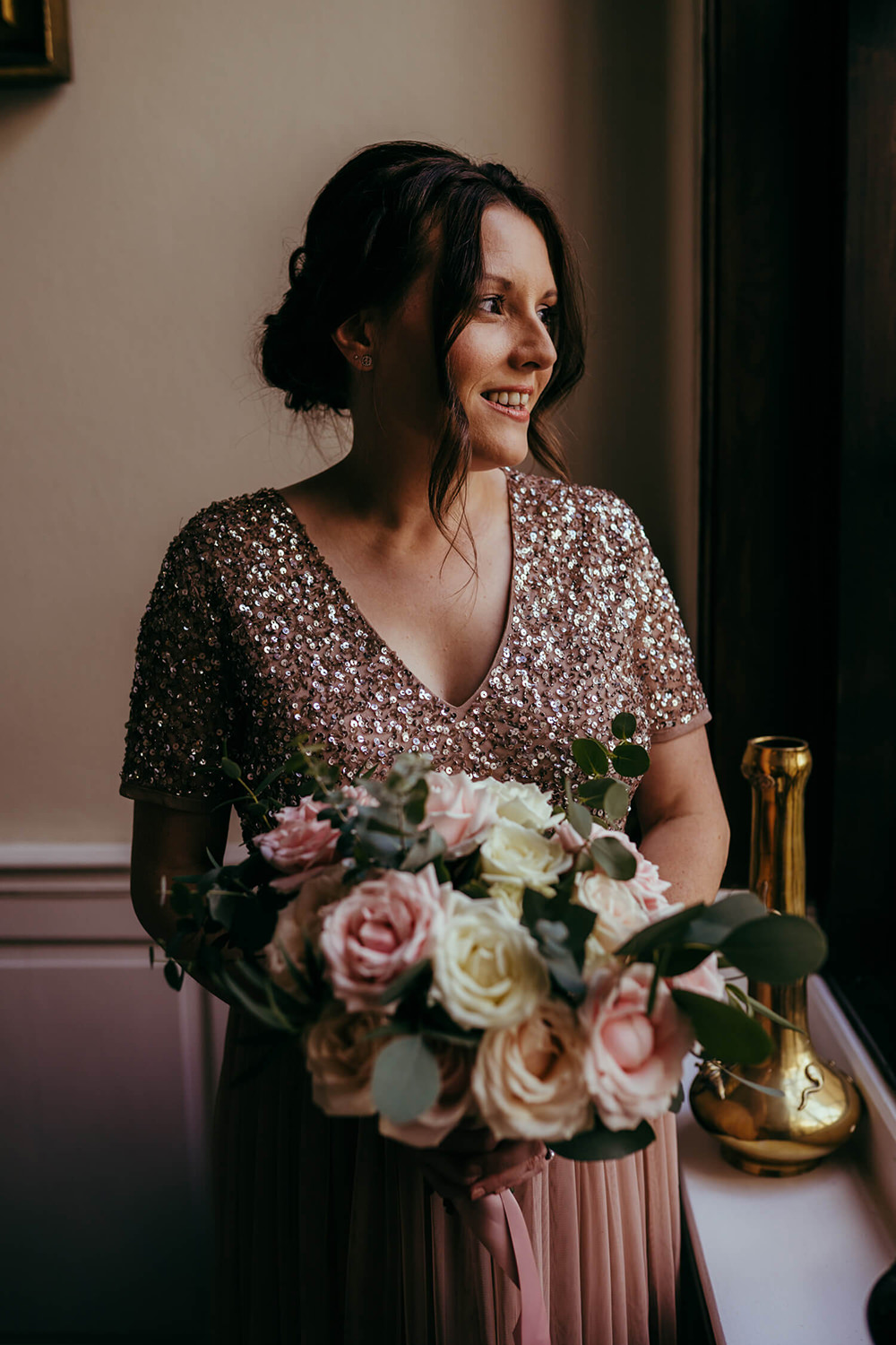 Thirty Guest Wedding Fox and Beau Photography Bridesmaids Bridesmaid Dress Dresses Sequin Rose Bouquet