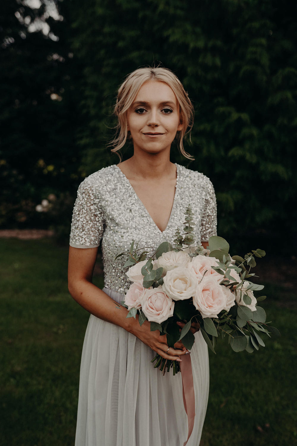 Thirty Guest Wedding Fox and Beau Photography Bridesmaids Bridesmaid Dress Dresses Sequin Rose Bouquet