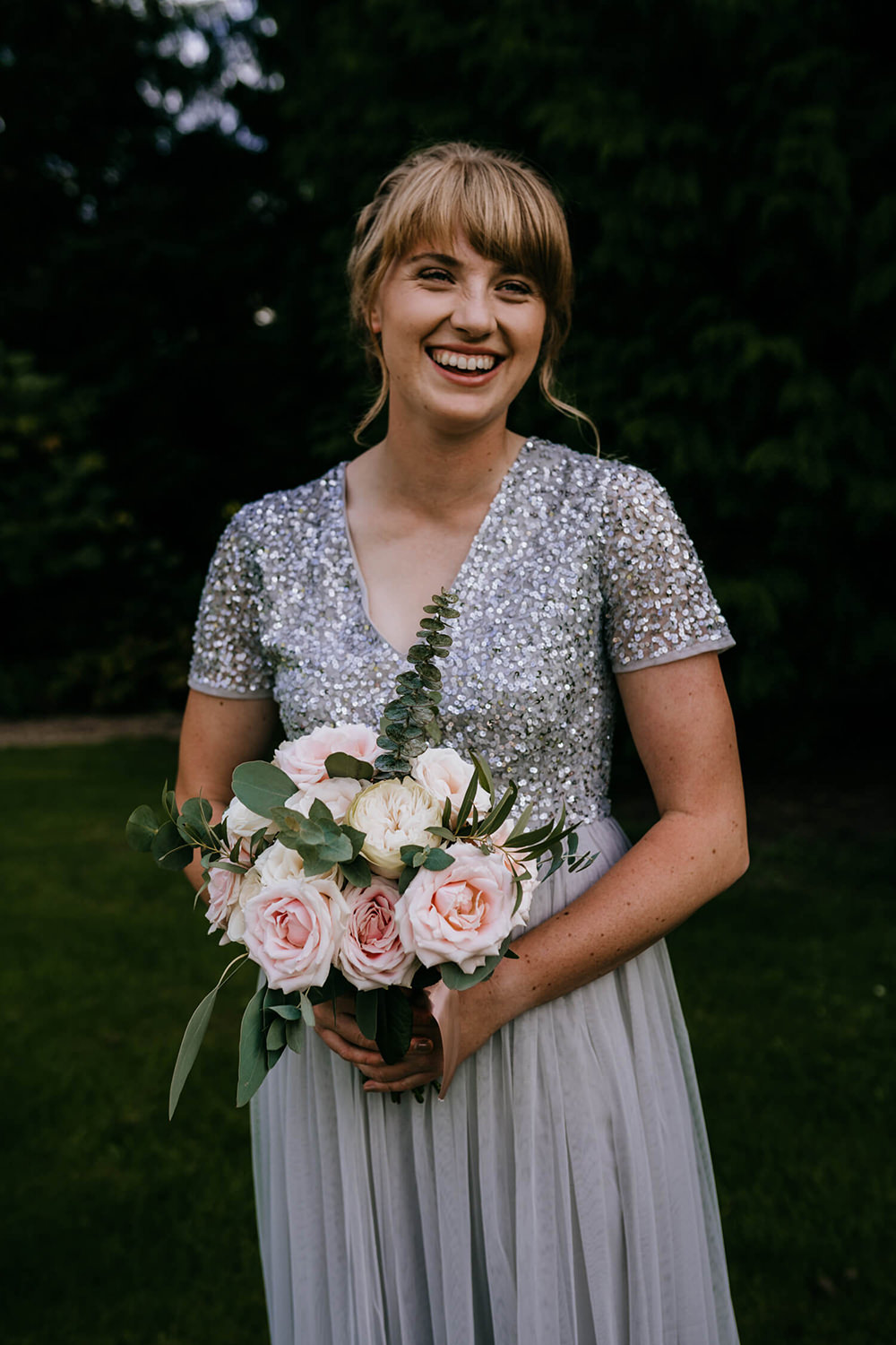 Thirty Guest Wedding Fox and Beau Photography Bridesmaids Bridesmaid Dress Dresses Sequin Rose Bouquet