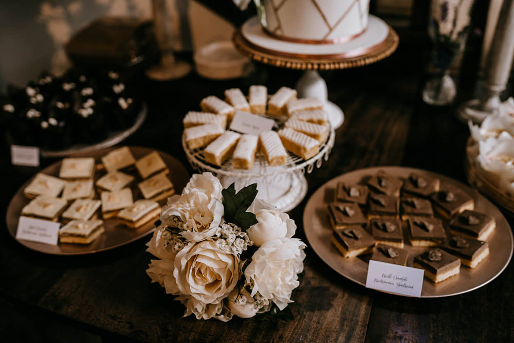 Thirty Guest Wedding Fox and Beau Photography Dessert Cake Table