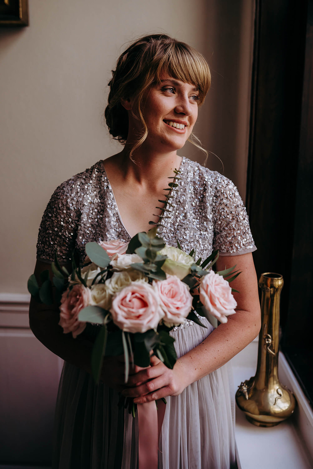 Thirty Guest Wedding Fox and Beau Photography Bridesmaids Bridesmaid Dress Dresses Sequin Rose Bouquet