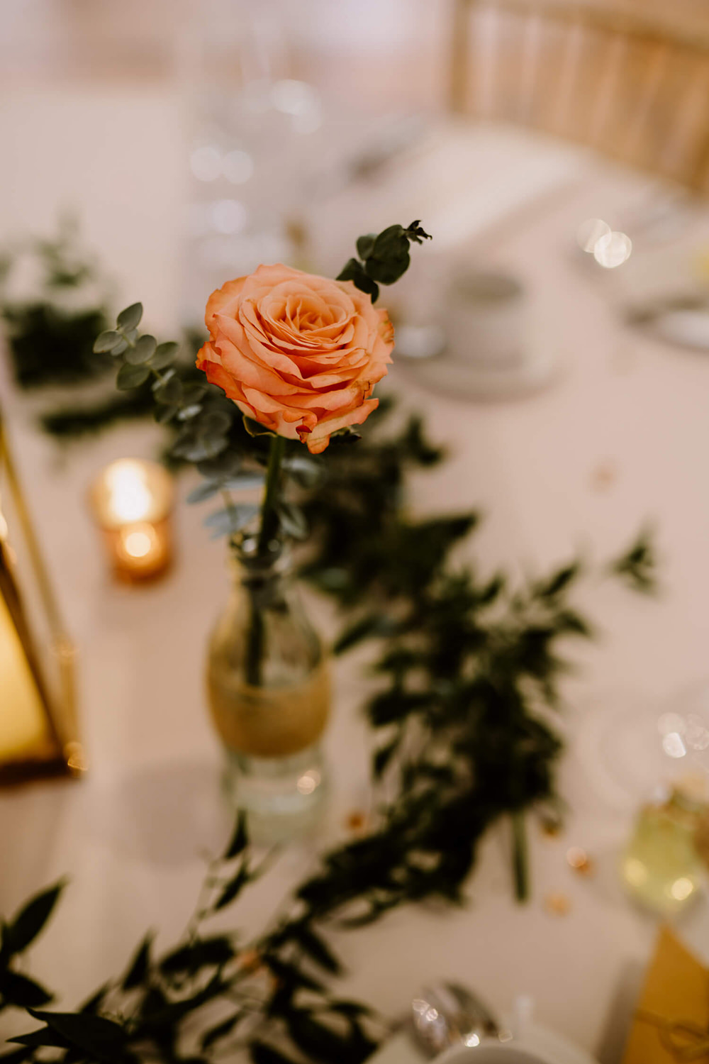 Thirty Guest Wedding Fox and Beau Photography Rose Flower Table Decor