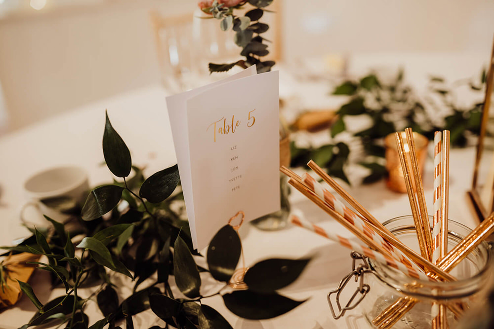 Thirty Guest Wedding Fox and Beau Photography Table Number