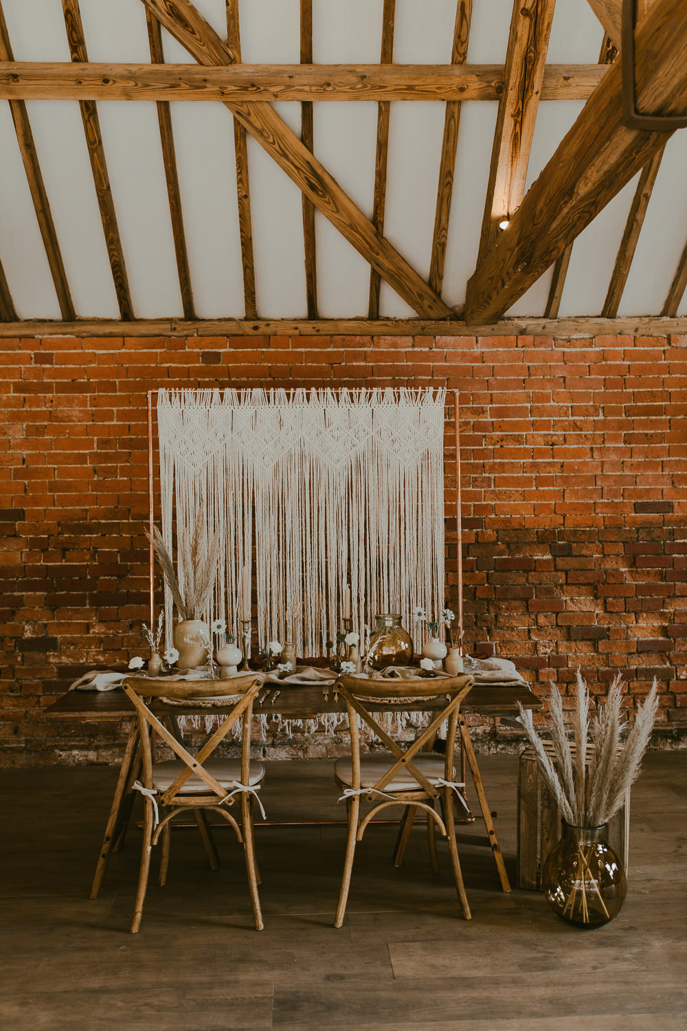 Table Tablescape Decor Candles Flowers Silk Pampas Grass Macrame Backdrop Vineyard Wedding Ideas Jasmine Andrews
