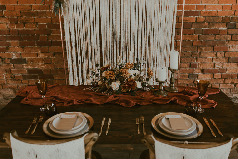 Table Tablescape Decor Candles Flowers Silk Pampas Grass Macrame Backdrop Vineyard Wedding Ideas Jasmine Andrews