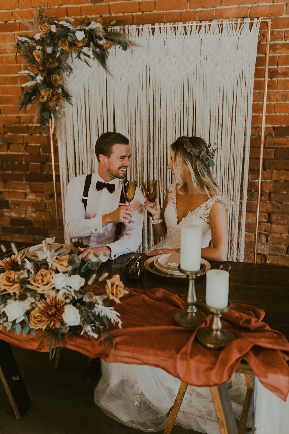 Table Tablescape Decor Candles Flowers Silk Pampas Grass Macrame Backdrop Vineyard Wedding Ideas Jasmine Andrews