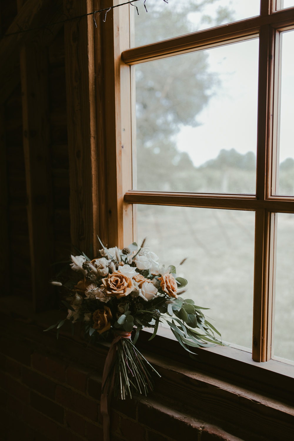 Bouquet Flowers Bride Bridal Orange Blush Rose Ribbon Vineyard Wedding Ideas Jasmine Andrews