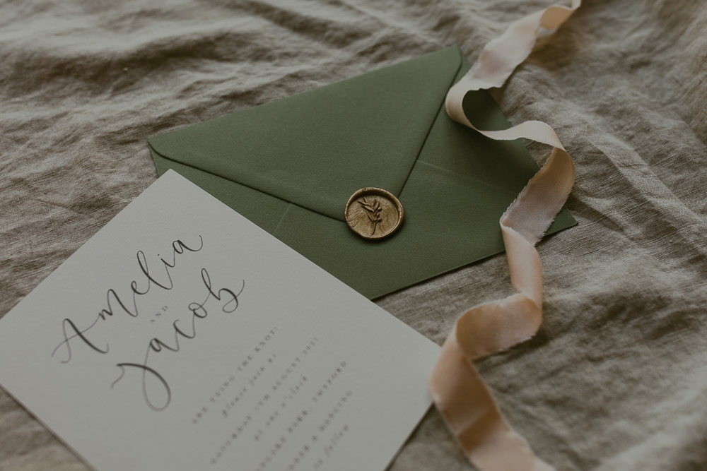 Green Envelope Wax Seal Vineyard Wedding Ideas Jasmine Andrews