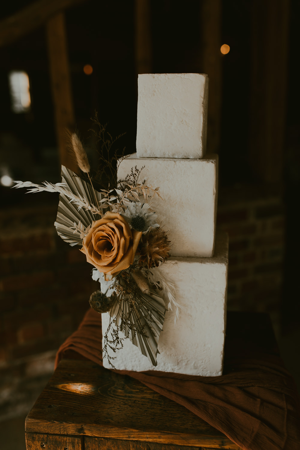 Square Cake Dried Flowers Vineyard Wedding Ideas Jasmine Andrews
