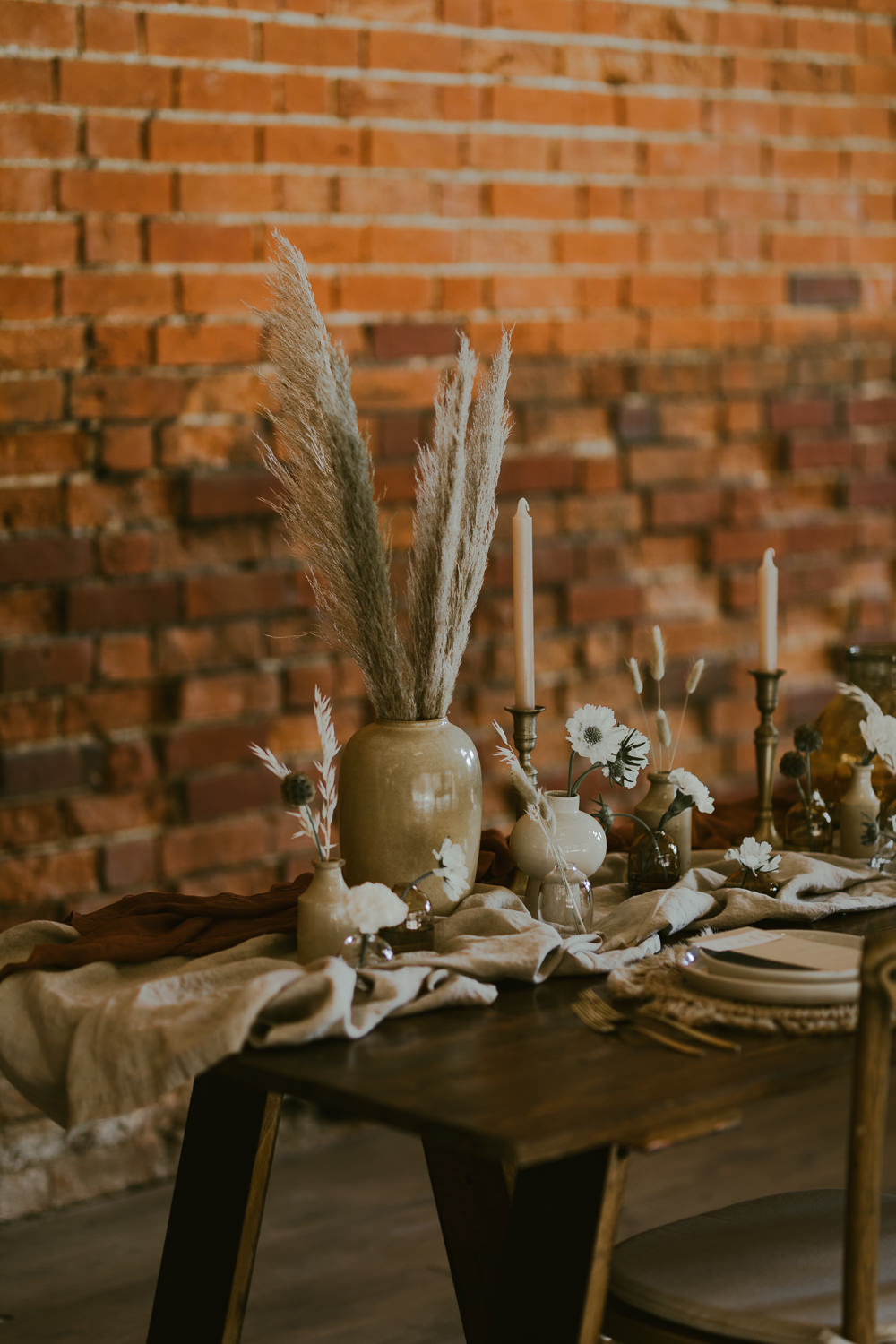 Table Tablescape Decor Candles Flowers Silk Pampas Grass Vineyard Wedding Ideas Jasmine Andrews