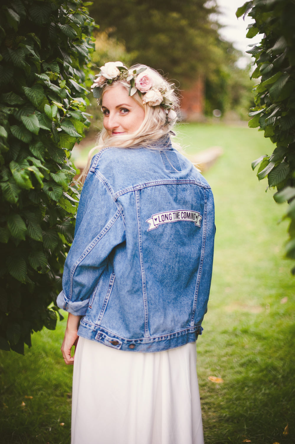 Bride Bridal Denim Jacket Yurt Wedding Reception Mr Sleeve