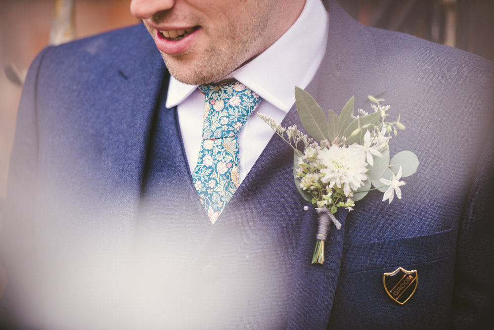 Groom Groomsmen Navy Blue Suits Buttonhole Flowers Yurt Wedding Reception Mr Sleeve