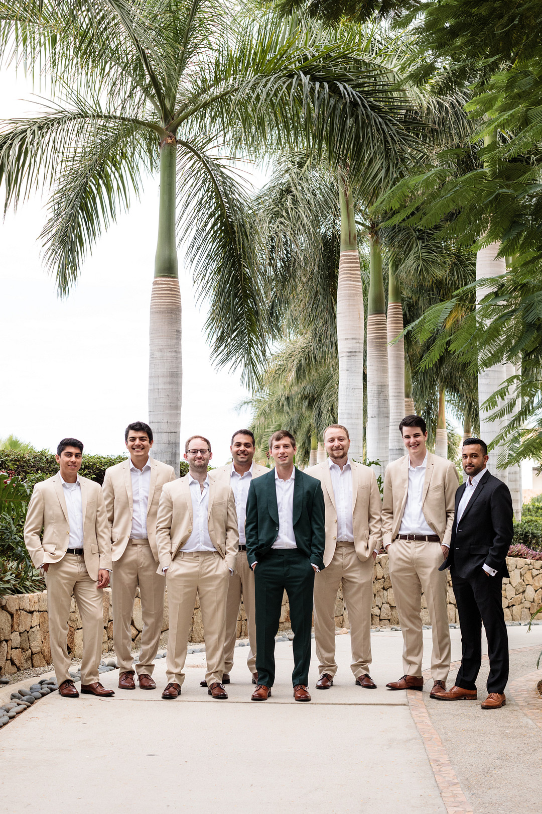 Acre Baja Wedding Anna Gomes Photo Groom Groomsmen Suits Green Beige