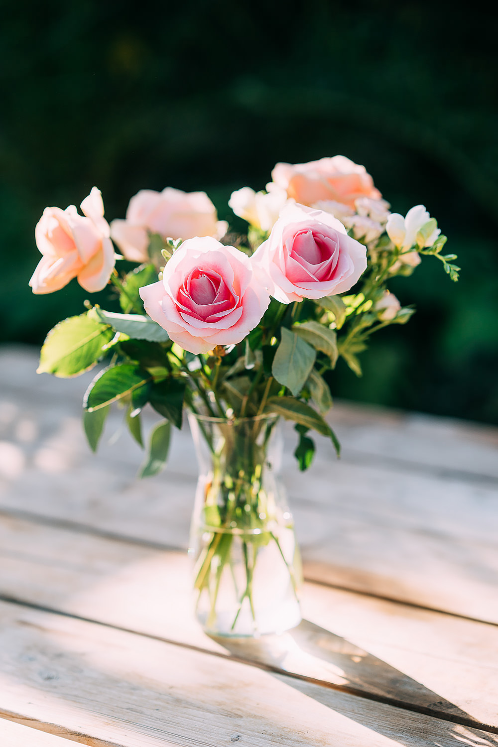 Pink Rose Vase Flowers Centrepiece Anran Wedding Albert Palmer Photography