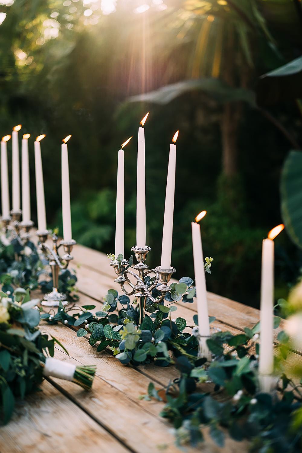 Wooden Tables Long Rustic Candles Greenery Decor Anran Wedding Albert Palmer Photography