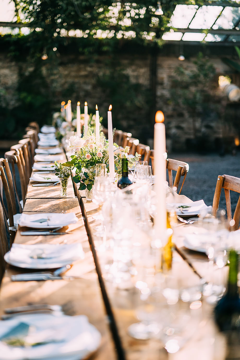 Wooden Tables Long Rustic Candles Greenery Decor Anran Wedding Albert Palmer Photography