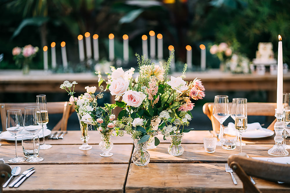 Wooden Tables Long Rustic Candles Greenery Decor Anran Wedding Albert Palmer Photography