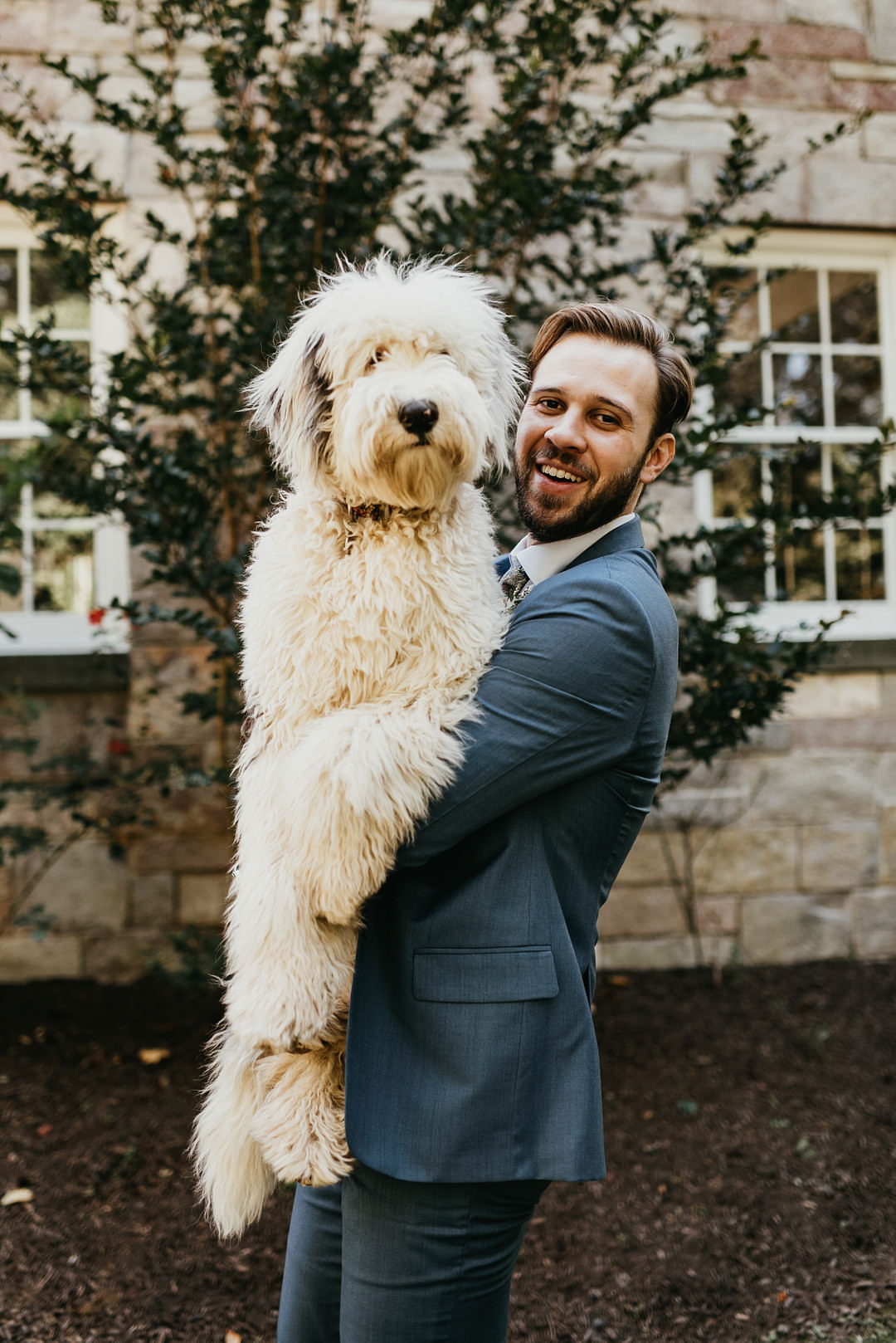 Dog Pet Backyard Woodland Wedding A&M Photography