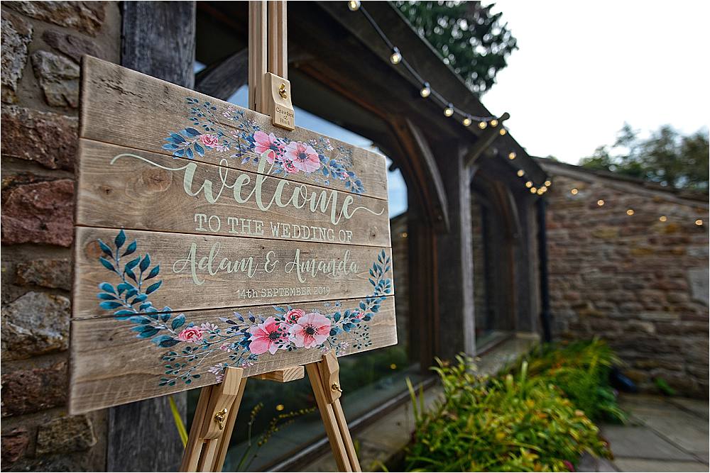 Welcome Sign Painted Floral Signs Signage Browsholme Hall Wedding Jules Fortune Photography
