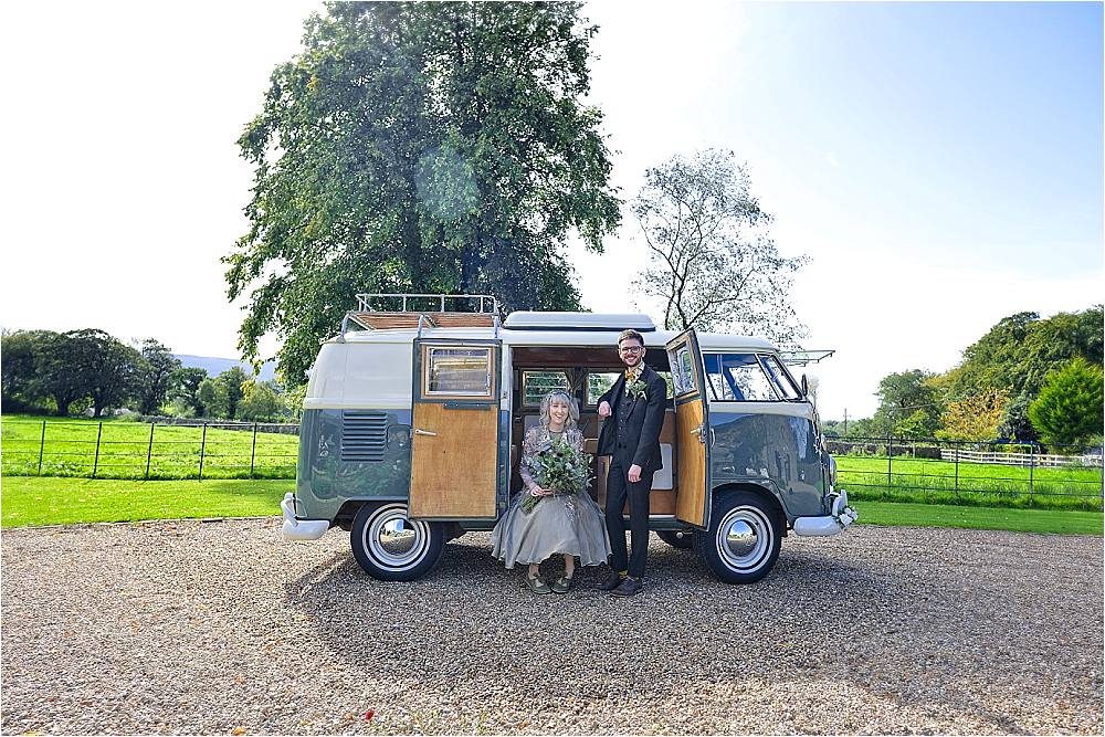 VW Campervan Transport Browsholme Hall Wedding Jules Fortune Photography