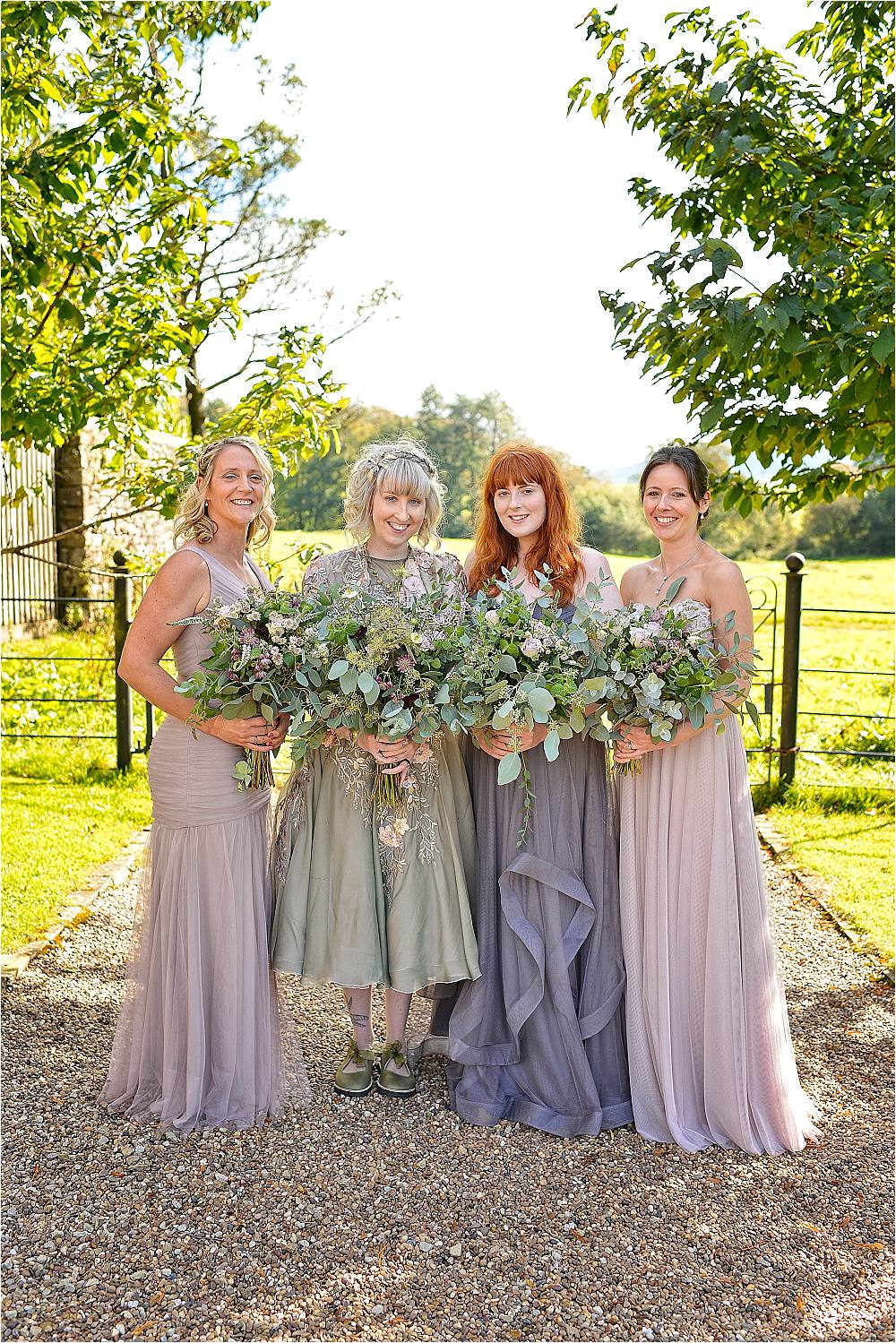 Bridesmaids Bridesmaid Dress Dresses Mismatched Pink Lilac Browsholme Hall Wedding Jules Fortune Photography