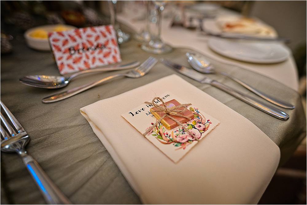 Place Setting Favour Browsholme Hall Wedding Jules Fortune Photography