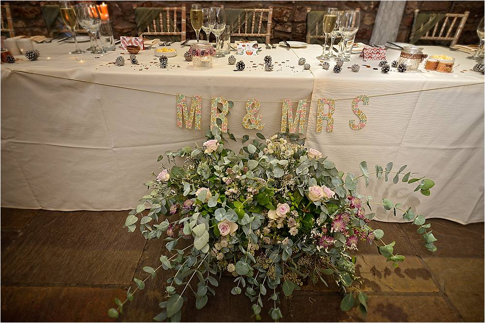 Top Table Flowers Decor Greenery Foliage Browsholme Hall Wedding Jules Fortune Photography