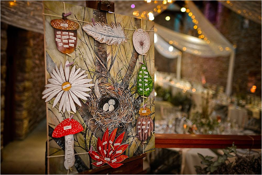 Nature Table Plan Seating Chart Browsholme Hall Wedding Jules Fortune Photography