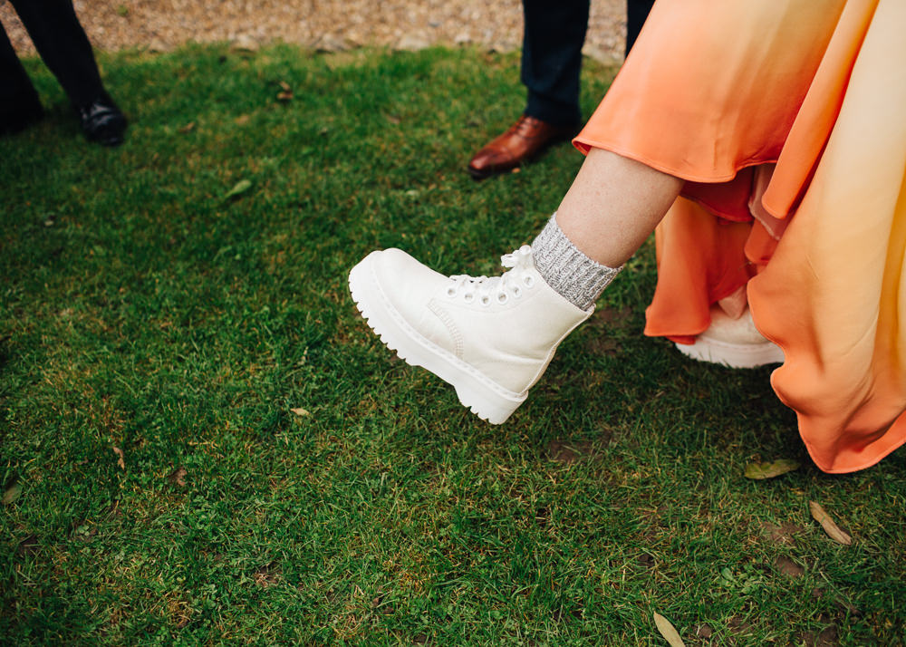 Bride Bridal Boots Shoes Colourful Alternative Wedding Hollie Carlin Photography