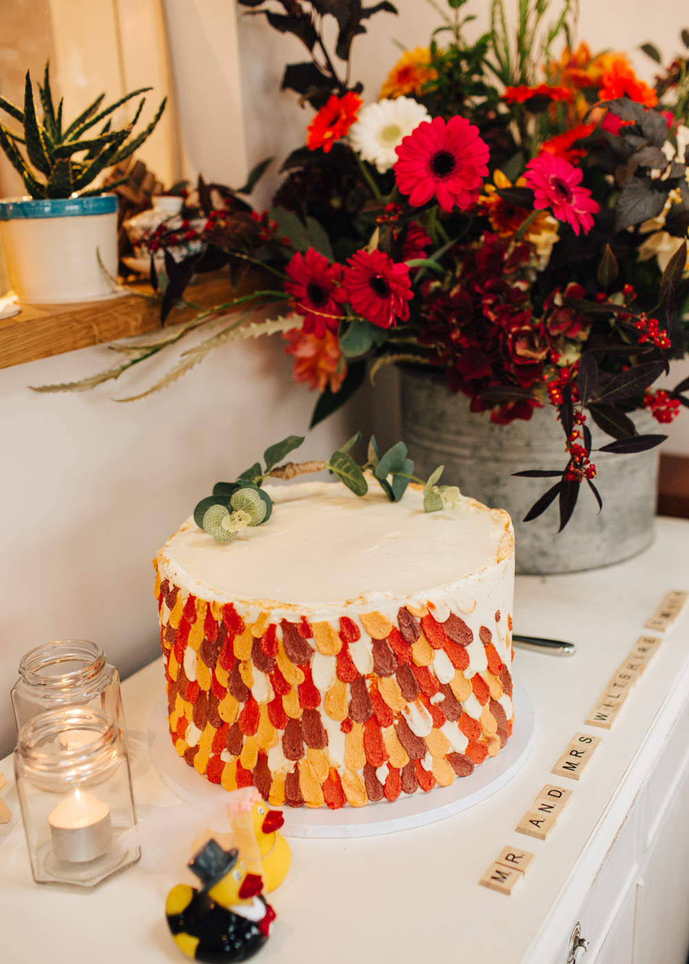 Autumn Cake Orange Yellow Brown Colourful Alternative Wedding Hollie Carlin Photography