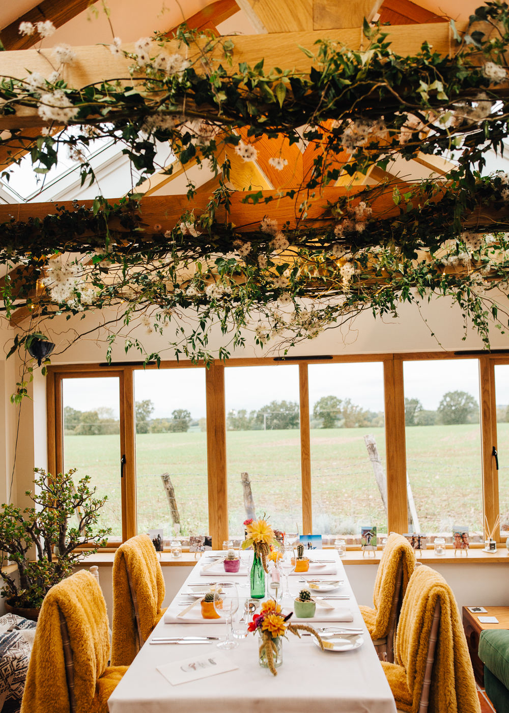 Marquee Greenery Fairy Lights Decor Colourful Alternative Wedding Hollie Carlin Photography
