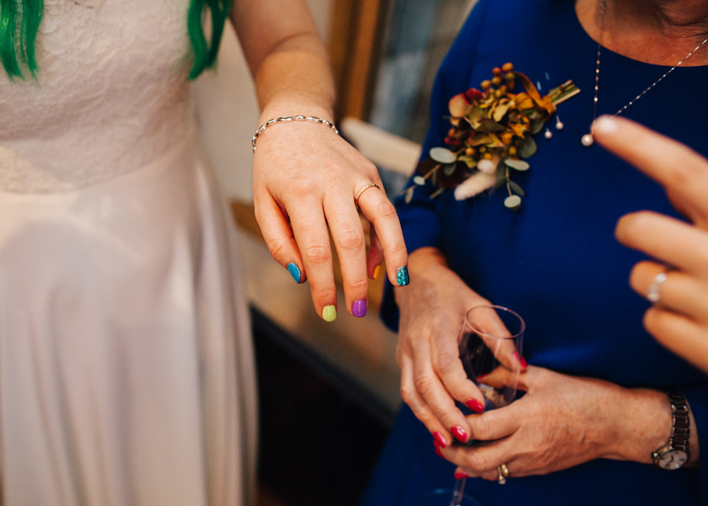 Bride Bridal Mani Manicure Colourful Alternative Wedding Hollie Carlin Photography