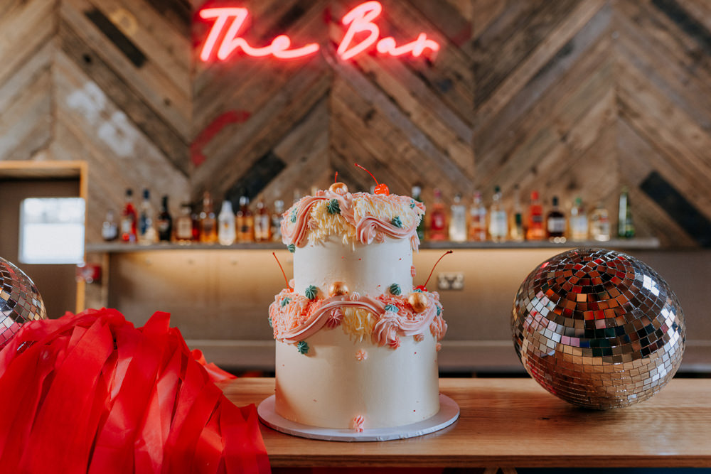Disco Wedding Ideas Lex Fleming Photo Cake Floral Flowers Icing