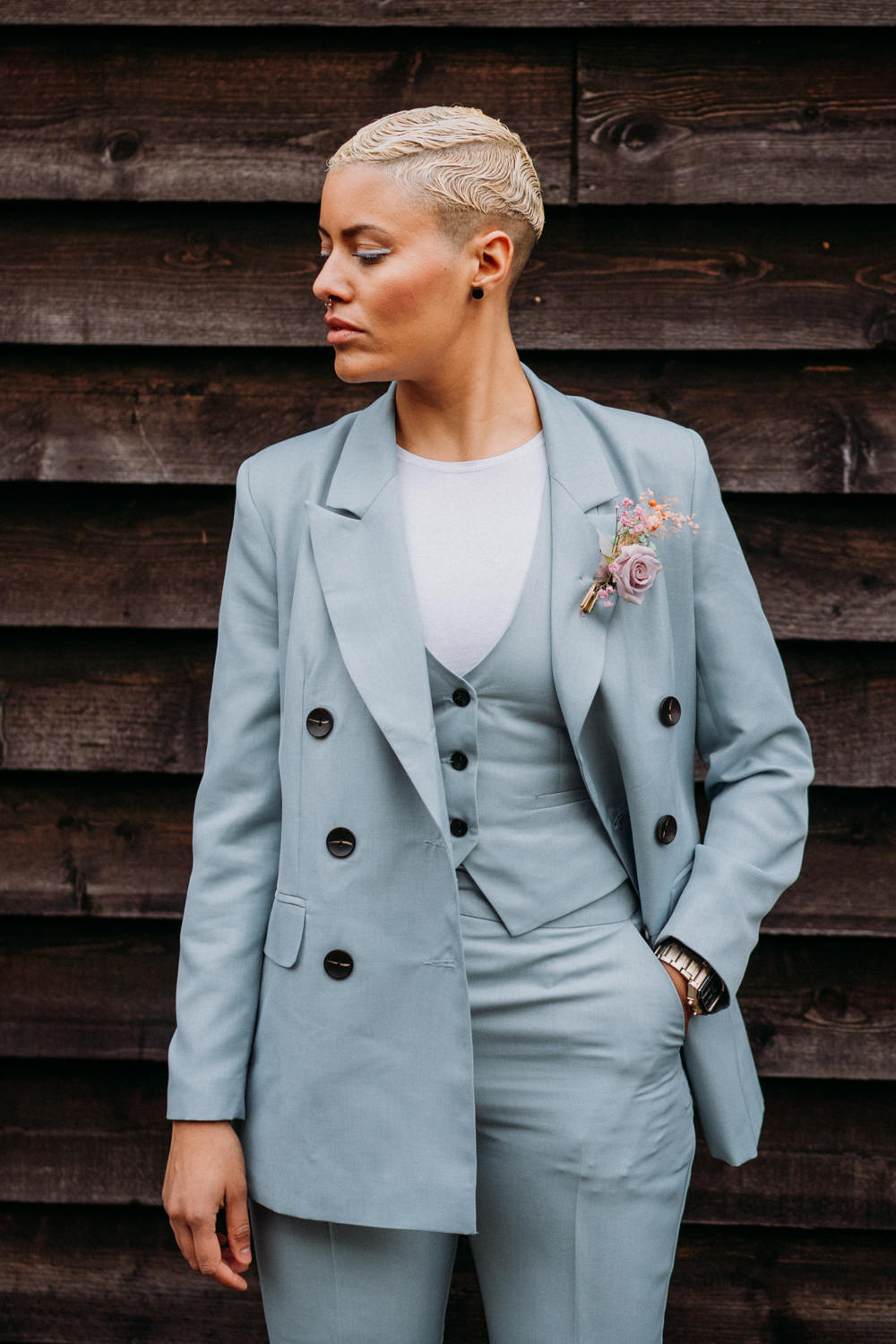 Bride Bridal Suit Grey Disco Wedding Ideas Lex Fleming Photo