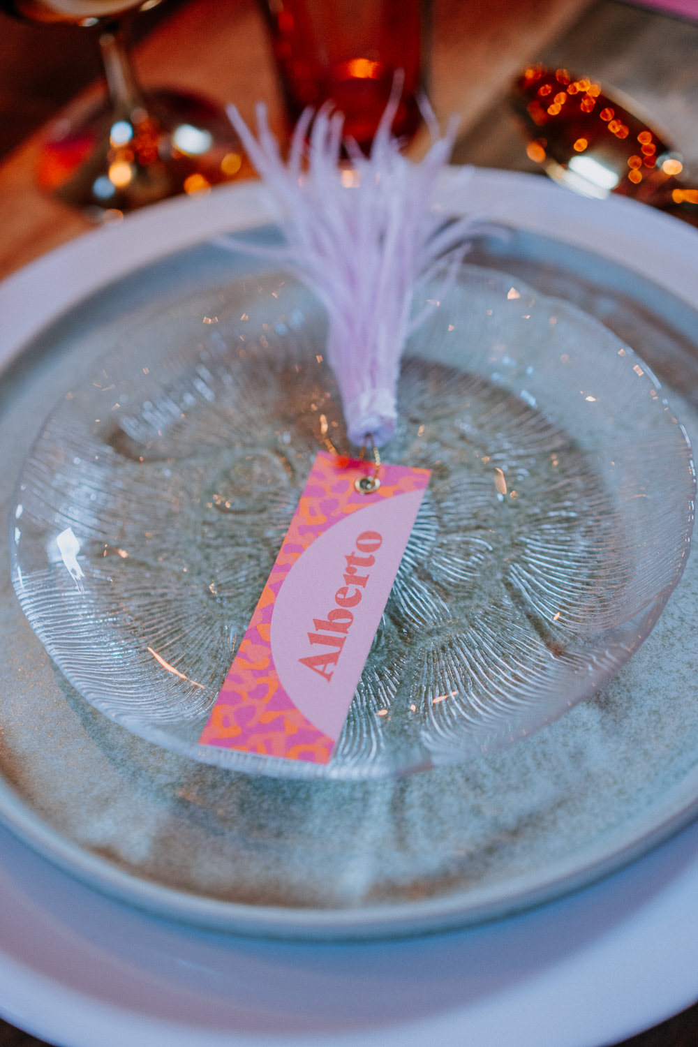Place Setting Decor Place Name Card Disco Wedding Ideas Lex Fleming Photo