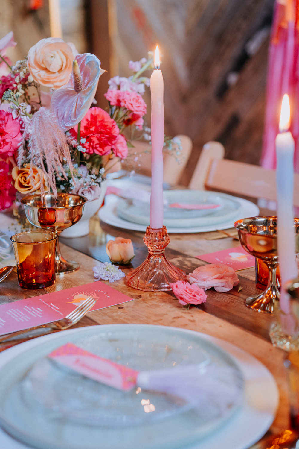 Table Tablescape Decor Flowers Candles Disco Wedding Ideas Lex Fleming Photo