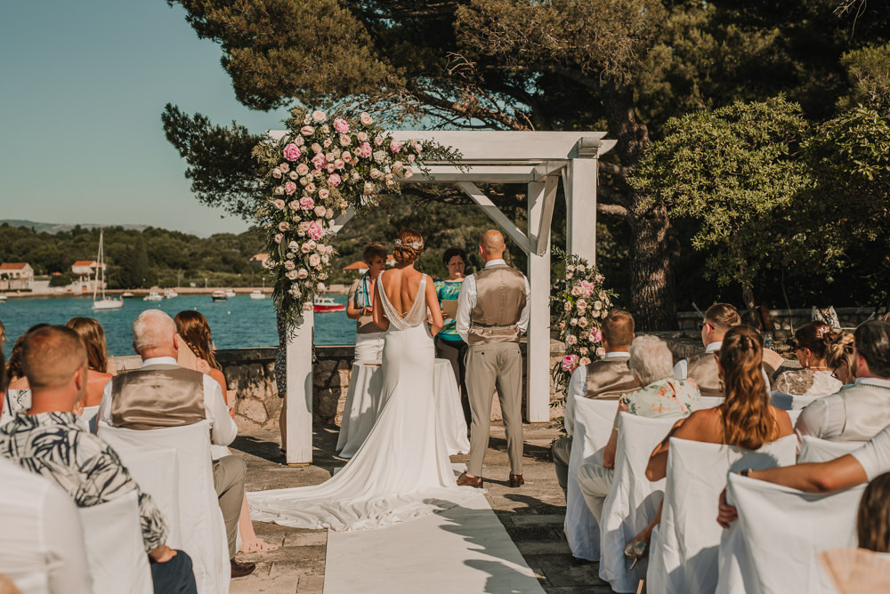 Flower Arch Backdrop Aisle Ceremony Dubrovnik Wedding Iva & Vedran