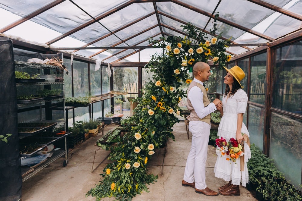 Farm To Table Wedding Carito Photography Flower Arch Installation Greenhouse Cermeony Backdrop